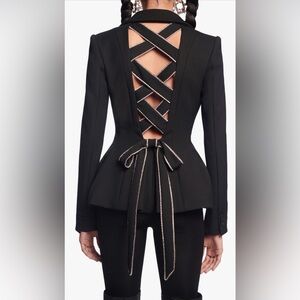 AREA Black Blazer with Crisscross Back Size 0 LIKE NEW.
